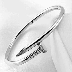 Silver Nail Zircon Bangle Bracelet